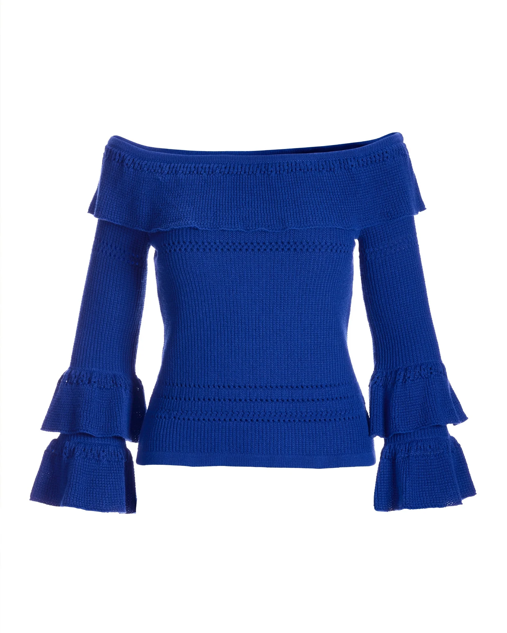 Tiered Ruffle Sweater Deep Ocean - Futureuc