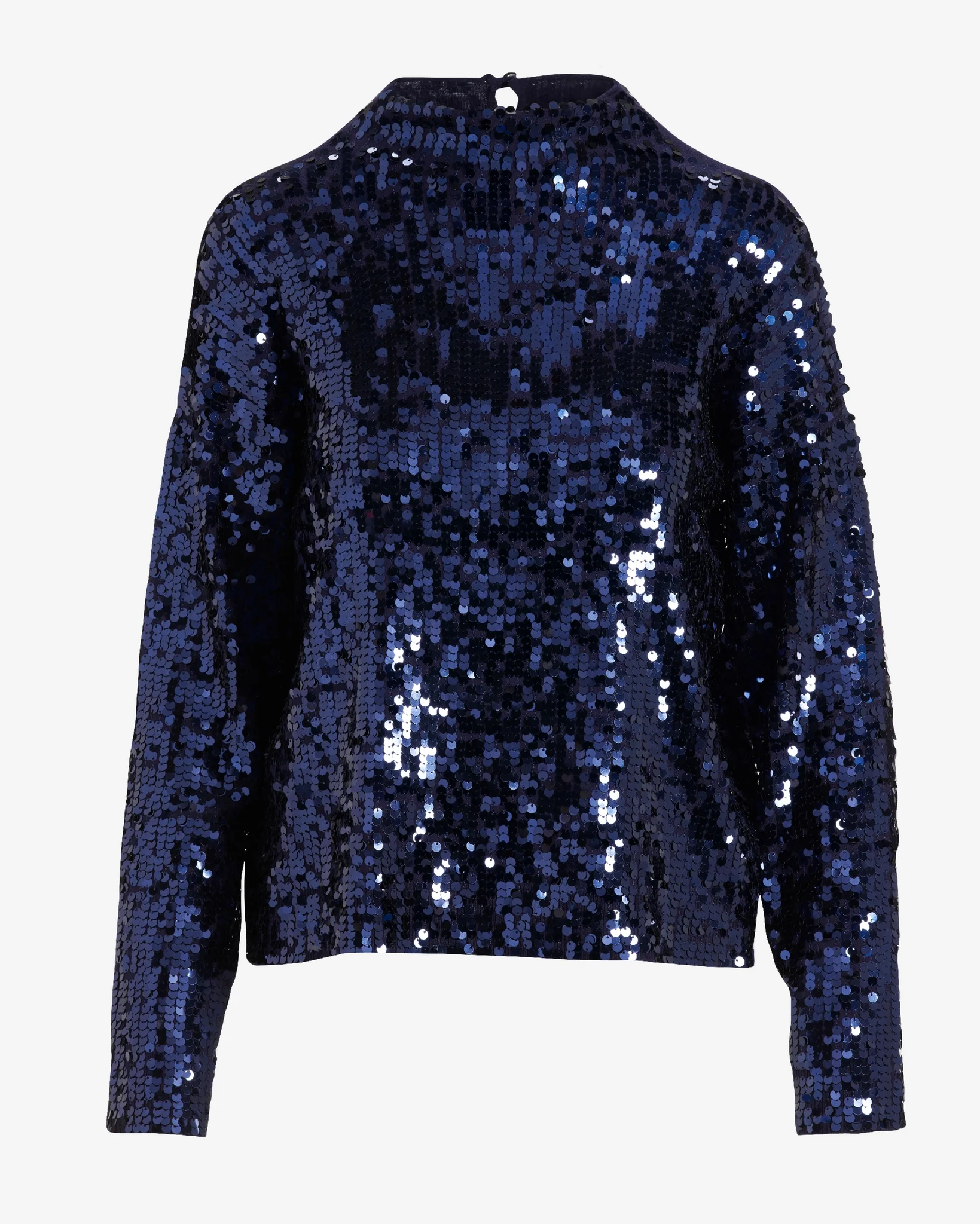 All Over Sequin Mock Neck Sweater Evening Blue - Futureuc