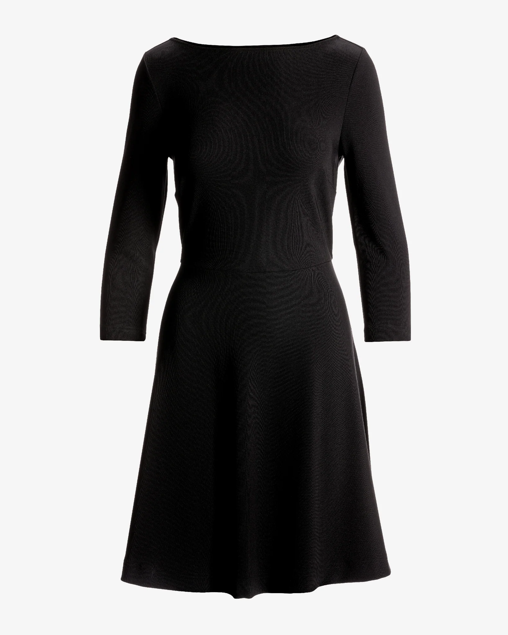 Beyond Travel Long Sleeve Ballet Neck Fit and Flare Dress Jet Black - Futureuc