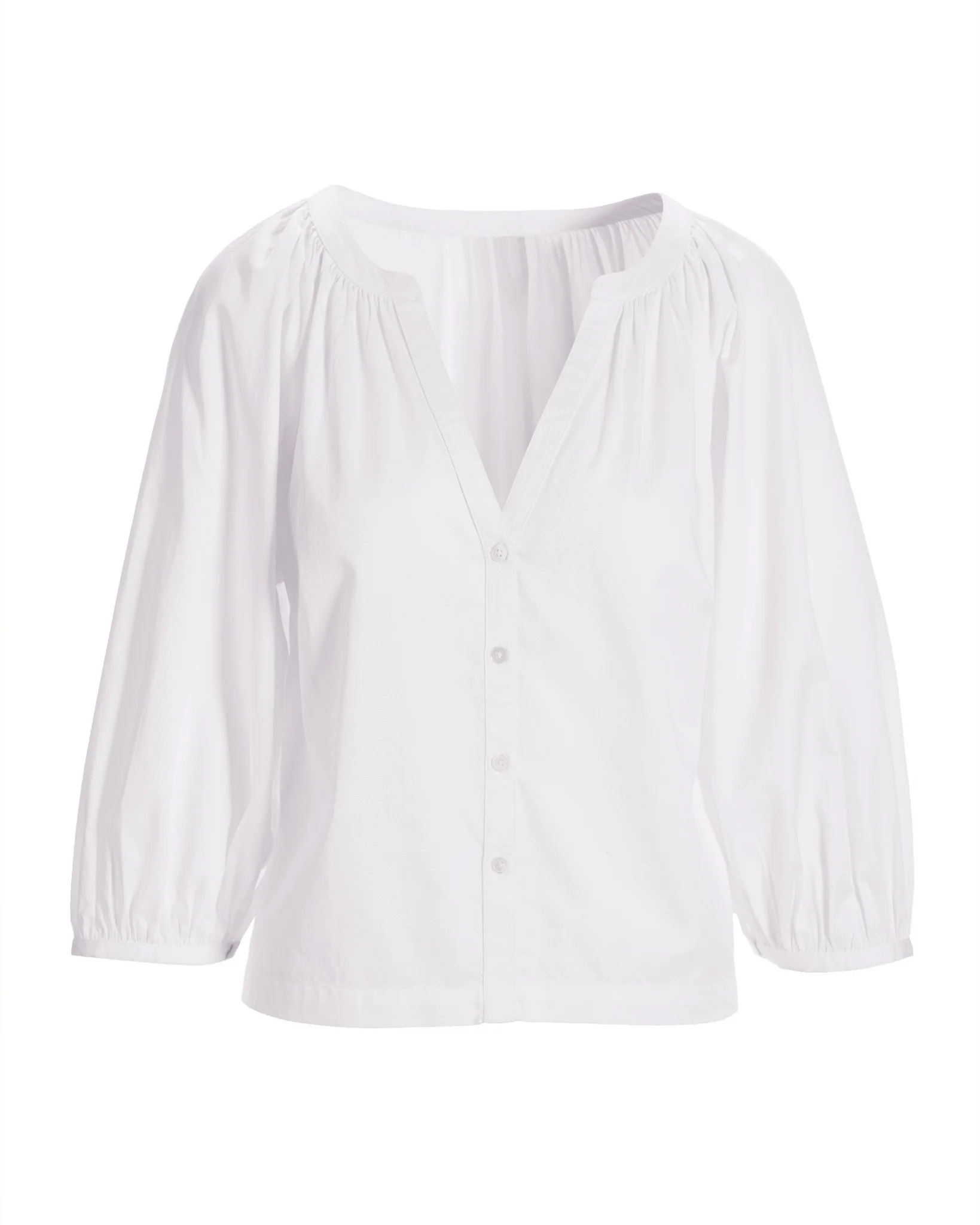 Brooke Notch Neck Poplin Shirt Pure White - Futureuc