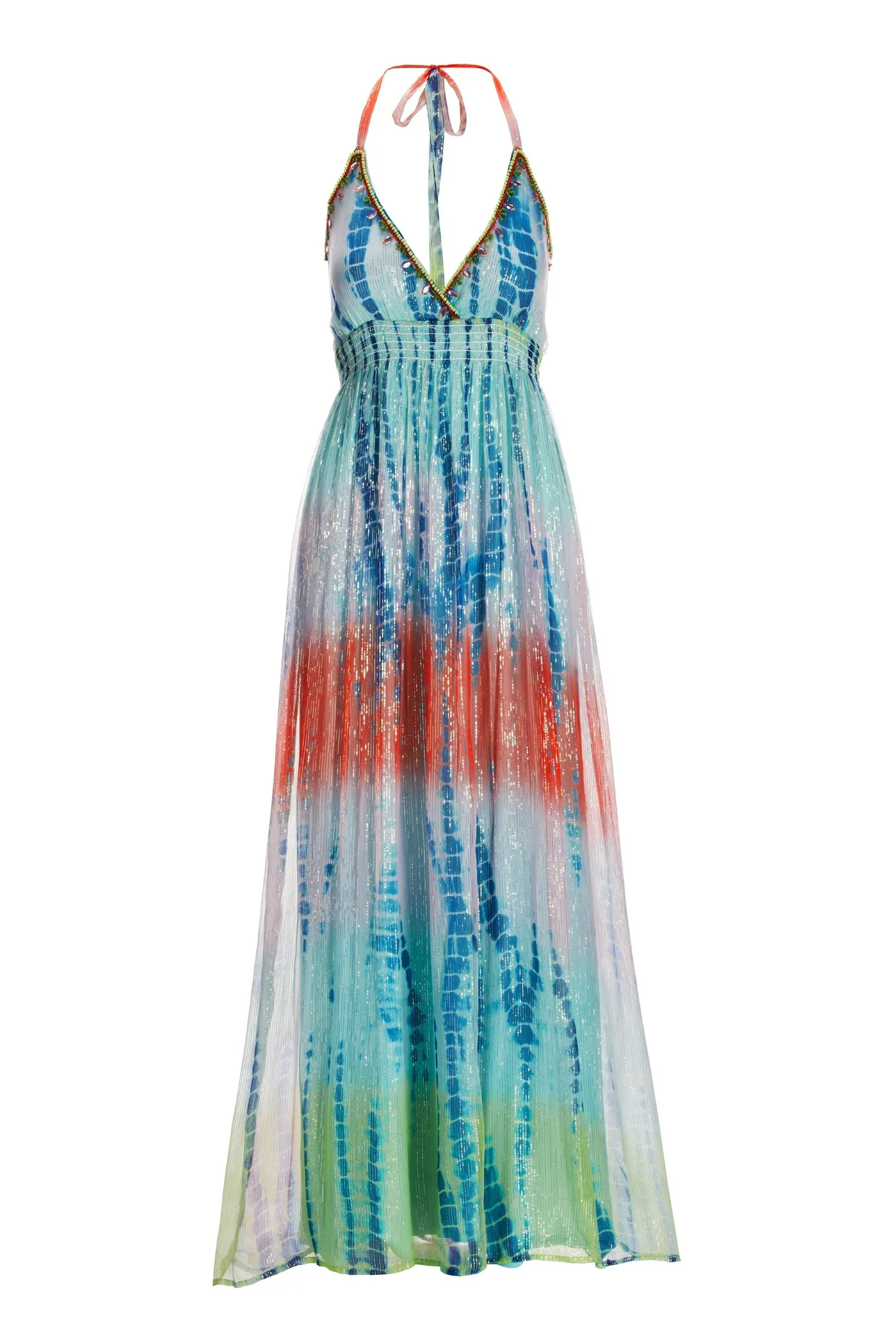 Tie Dye Print Embellished Maxi Dress Multi - Futureuc