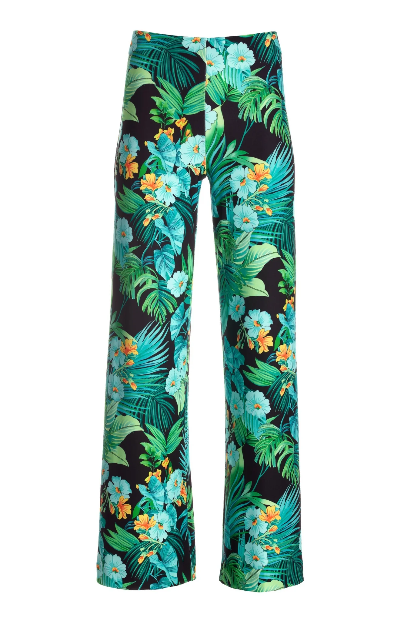 Beyond Travel Tropical Printed High Rise Palazzo Pant Green Multi - Futureuc