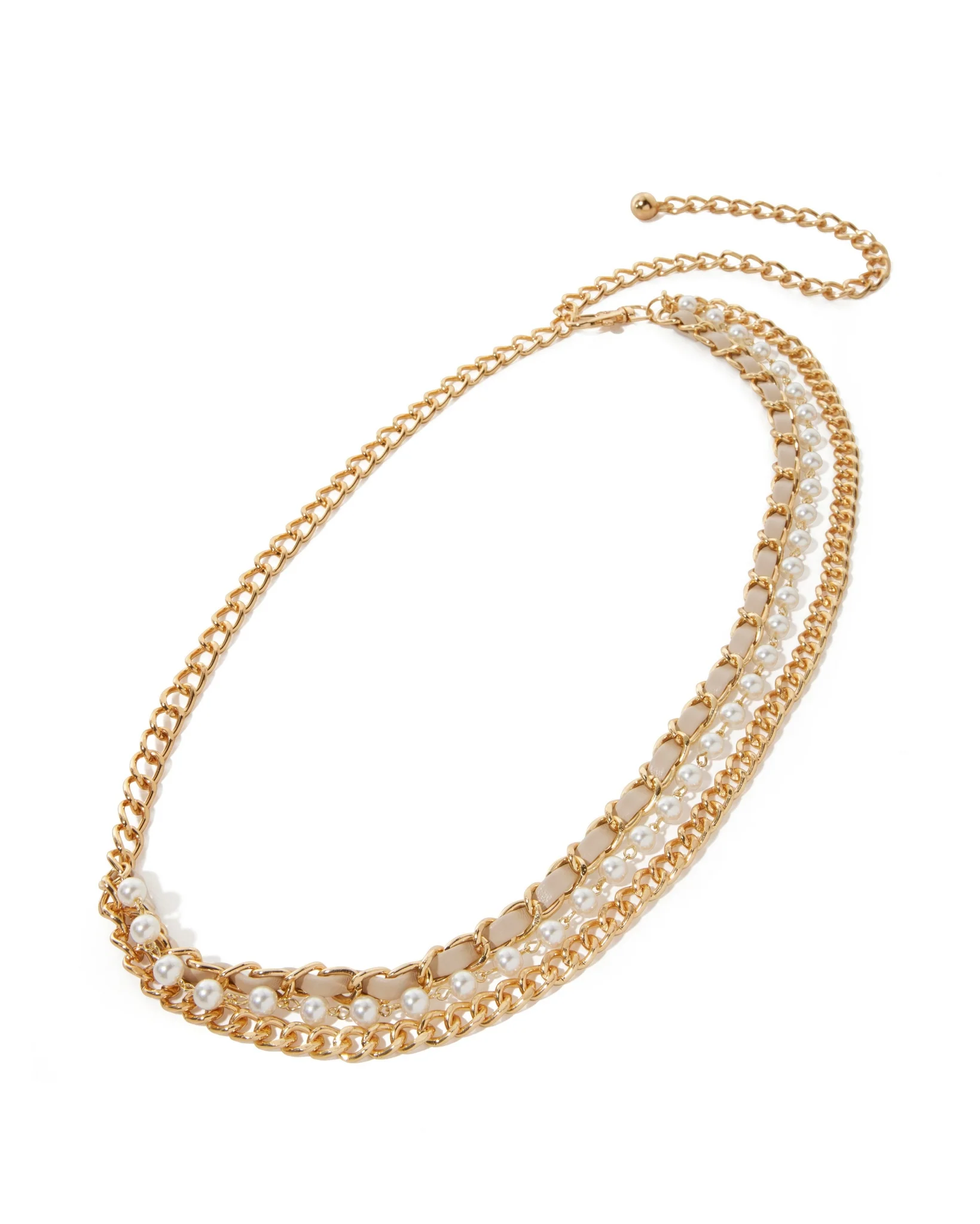 Triple Chain and Pearl Belt Gold - Futureuc