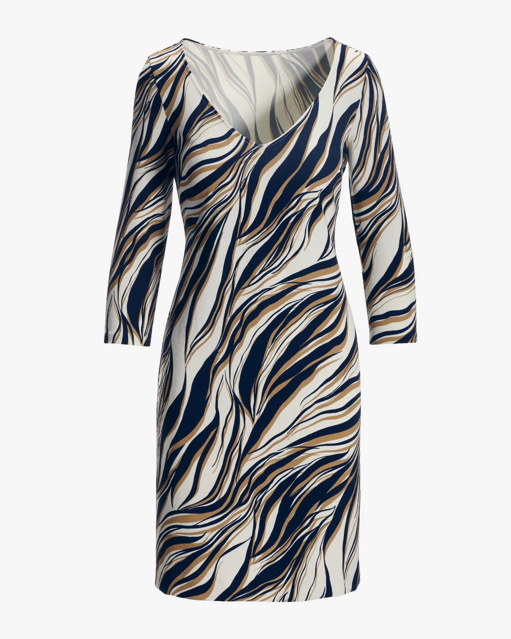 Beyond Travel Cape Town Zebra Print Short Dress Maritime Navy/Camel - Futureuc