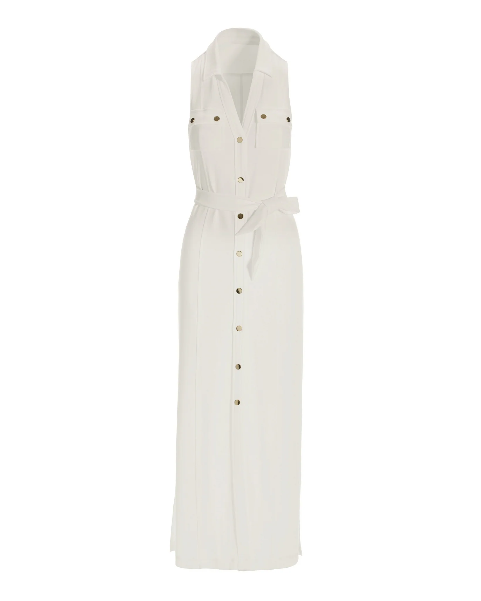Beyond Travel Button Front Collared Maxi Dress Ivory Coast - Futureuc