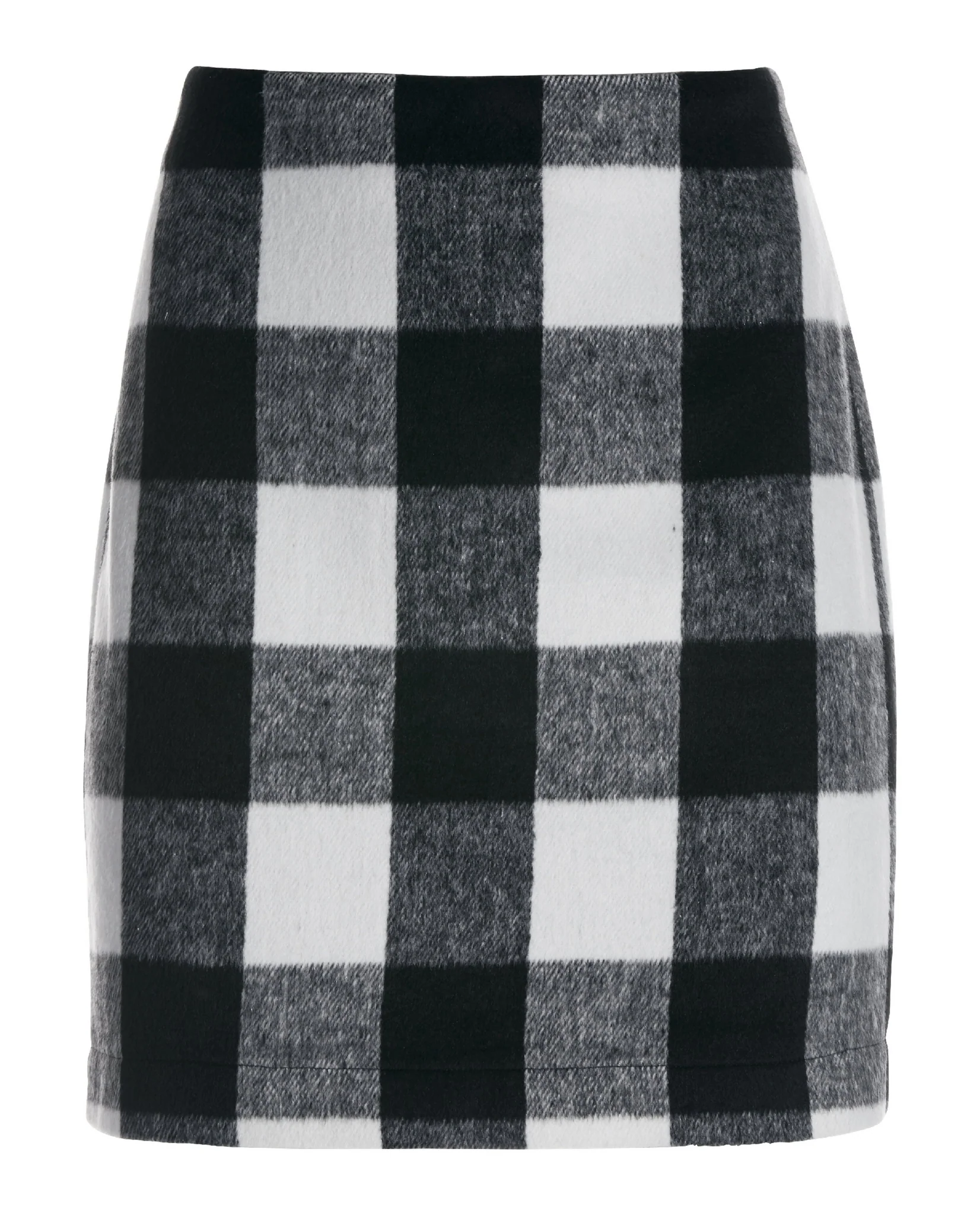 Buffalo Check Above The Knee Skirt White/Black - Futureuc