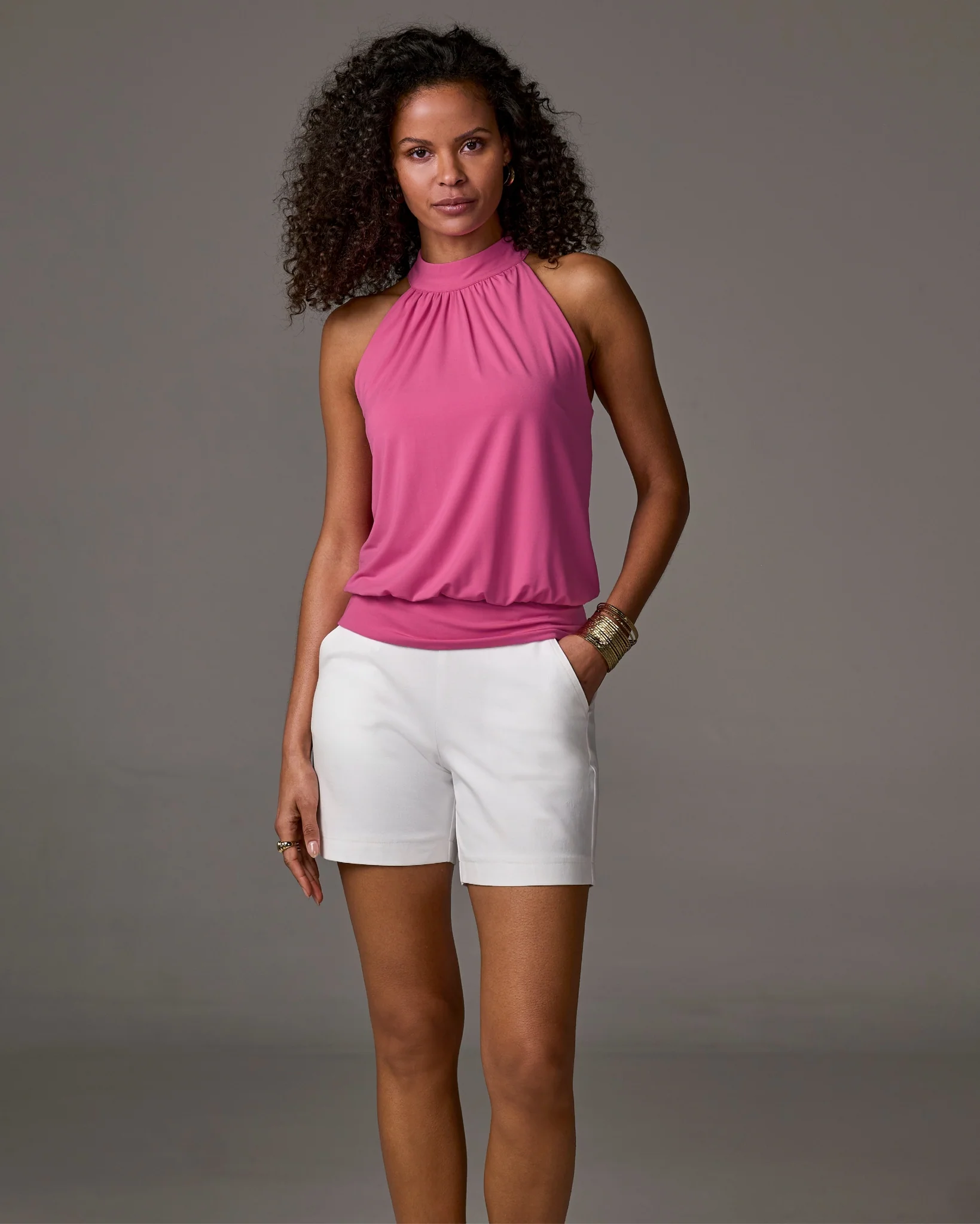 Twill Pull-On Five-Inch Short Pure White - Futureuc