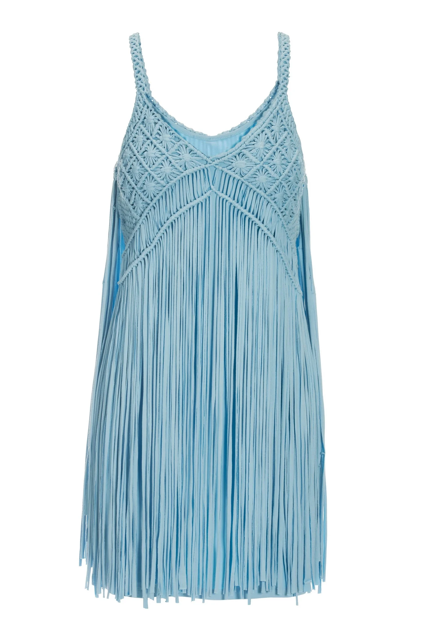 Boho Fringe Short Dress Airy Blue - Futureuc