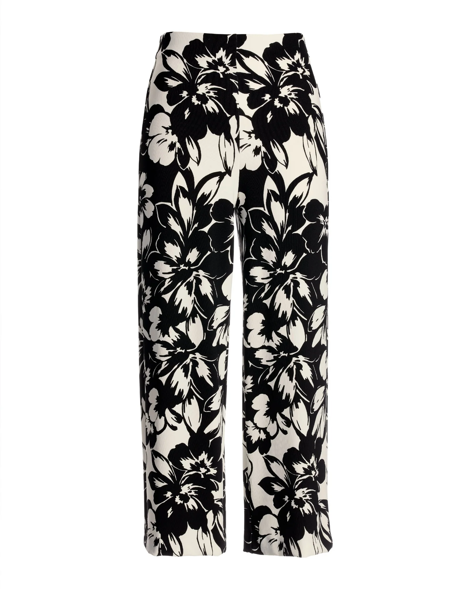 Beyond Travel Contrast Fleurs Print Wide Leg Crop Pant Ivory Coast/Jet Black - Futureuc