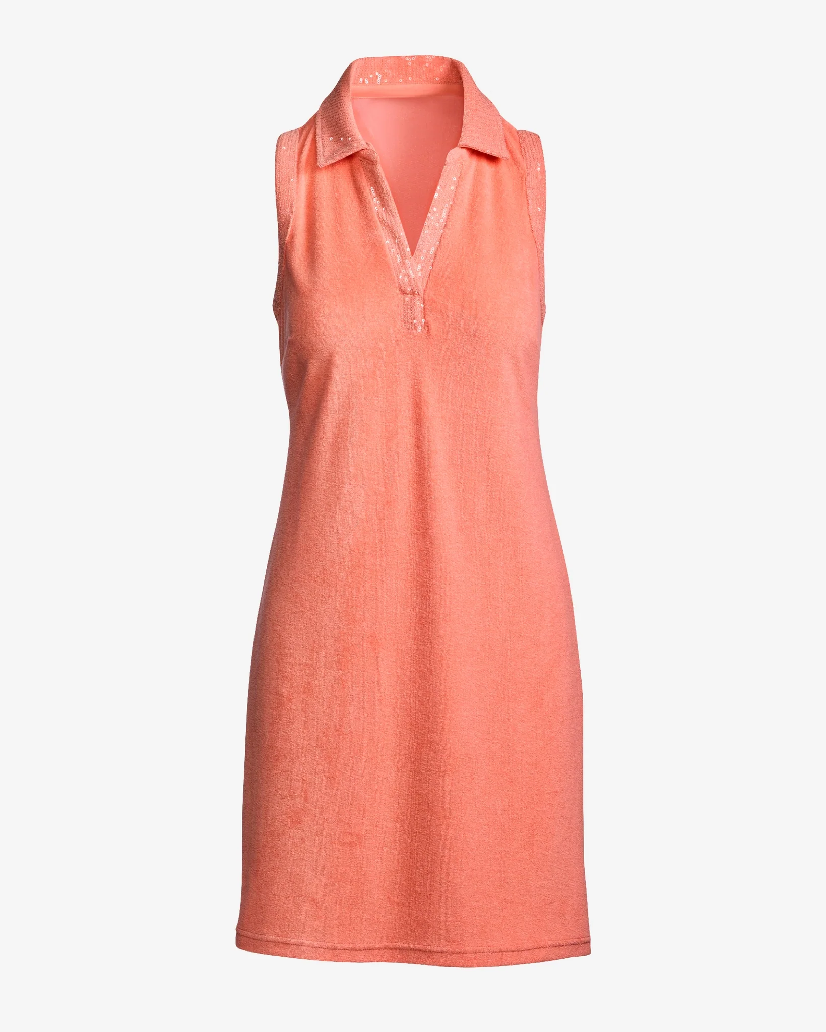 Beach Terry Collared Sequin Trim Dress Shell Pink - Futureuc