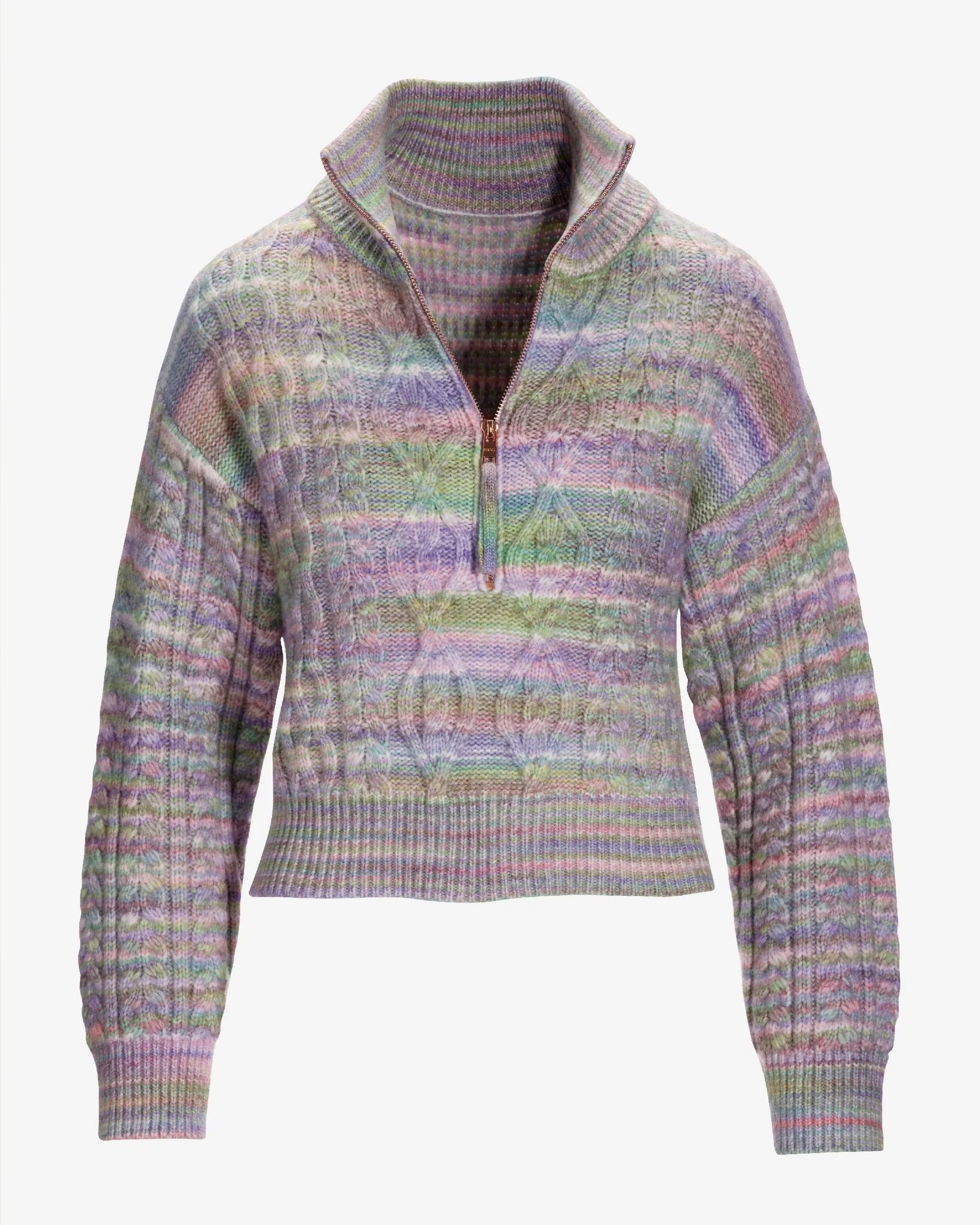 Cable Marled Half Zip Sweater Multi - Futureuc
