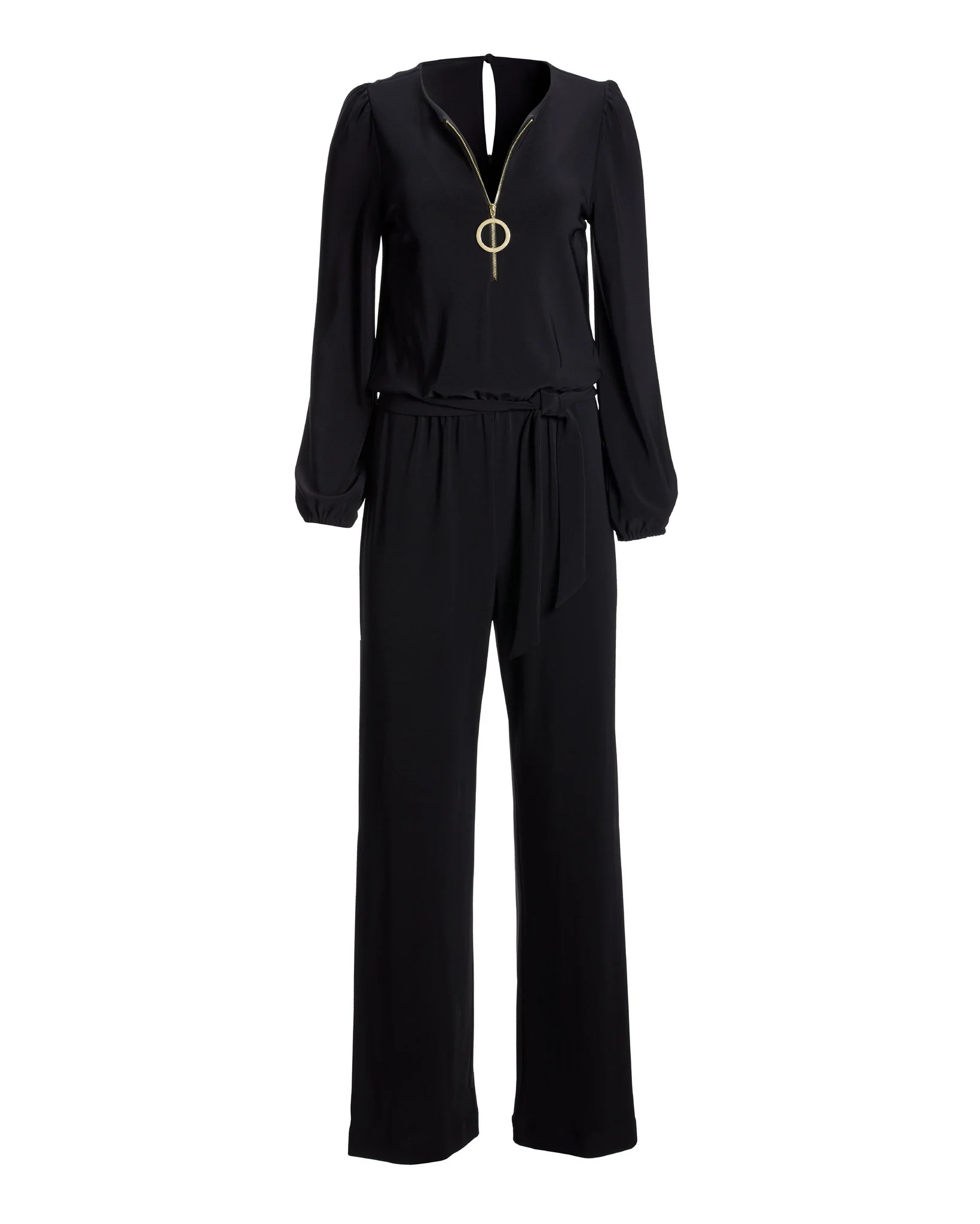 Beyond Travel Long Sleeve Zip Front Jumpsuit Jet Black - Futureuc