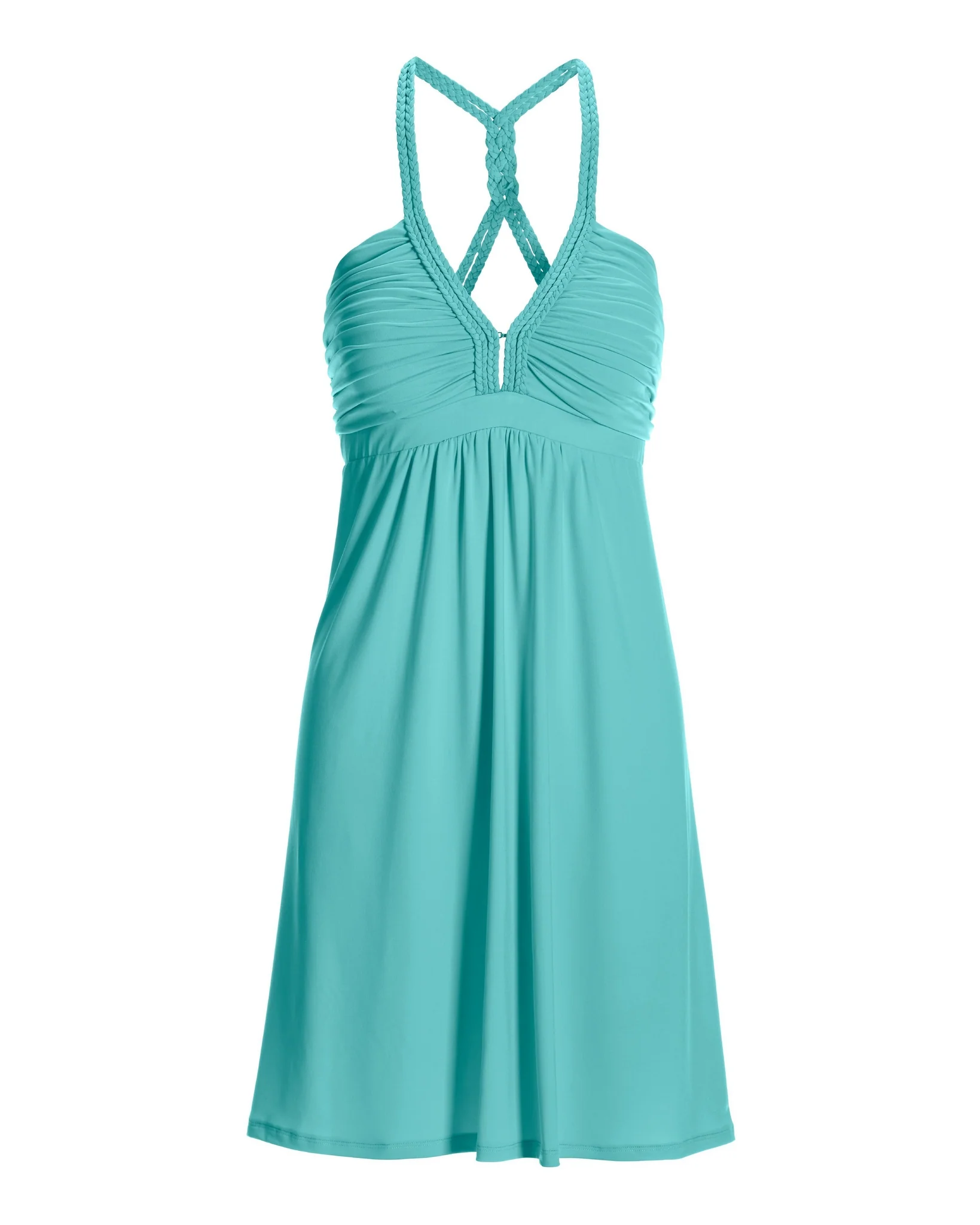 Braided Double Strap Swing Halter Dress Blue Radiance - Futureuc