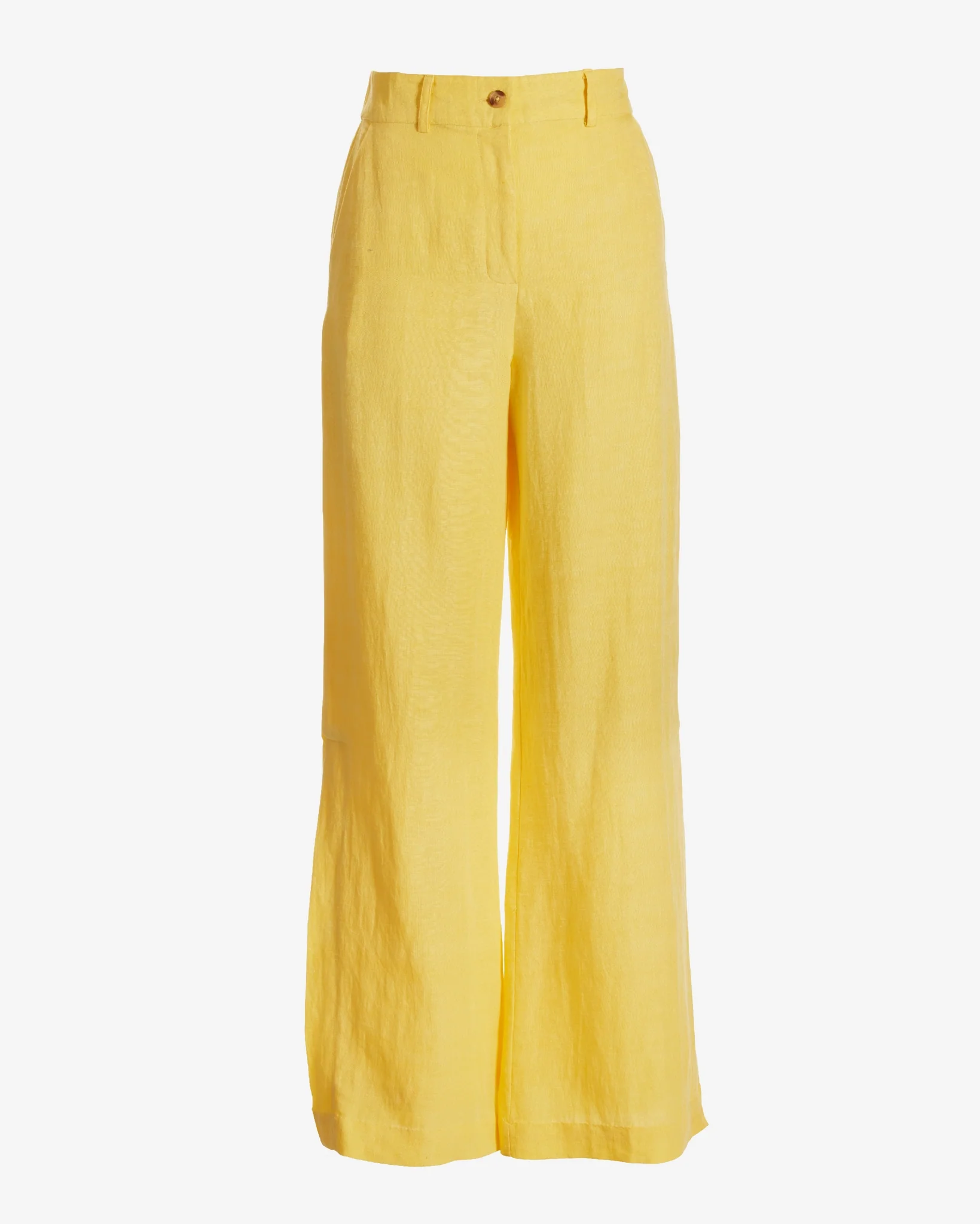 Casual side slit Linen pant Lemon Drop - Futureuc