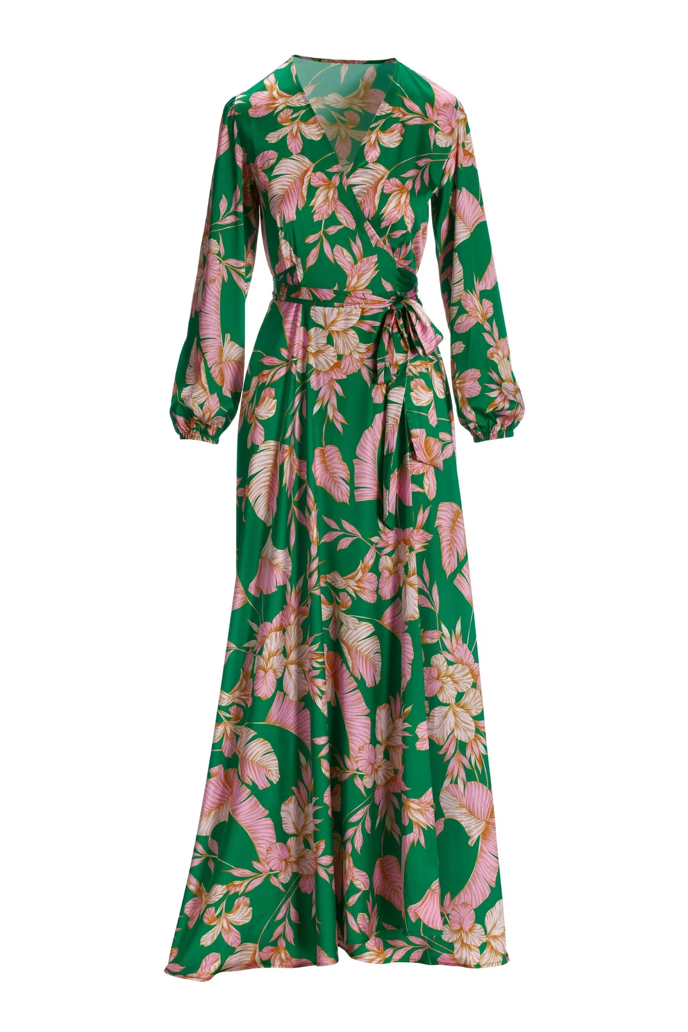 Tropical Summer Wrap Maxi Dress Green Multi - Futureuc