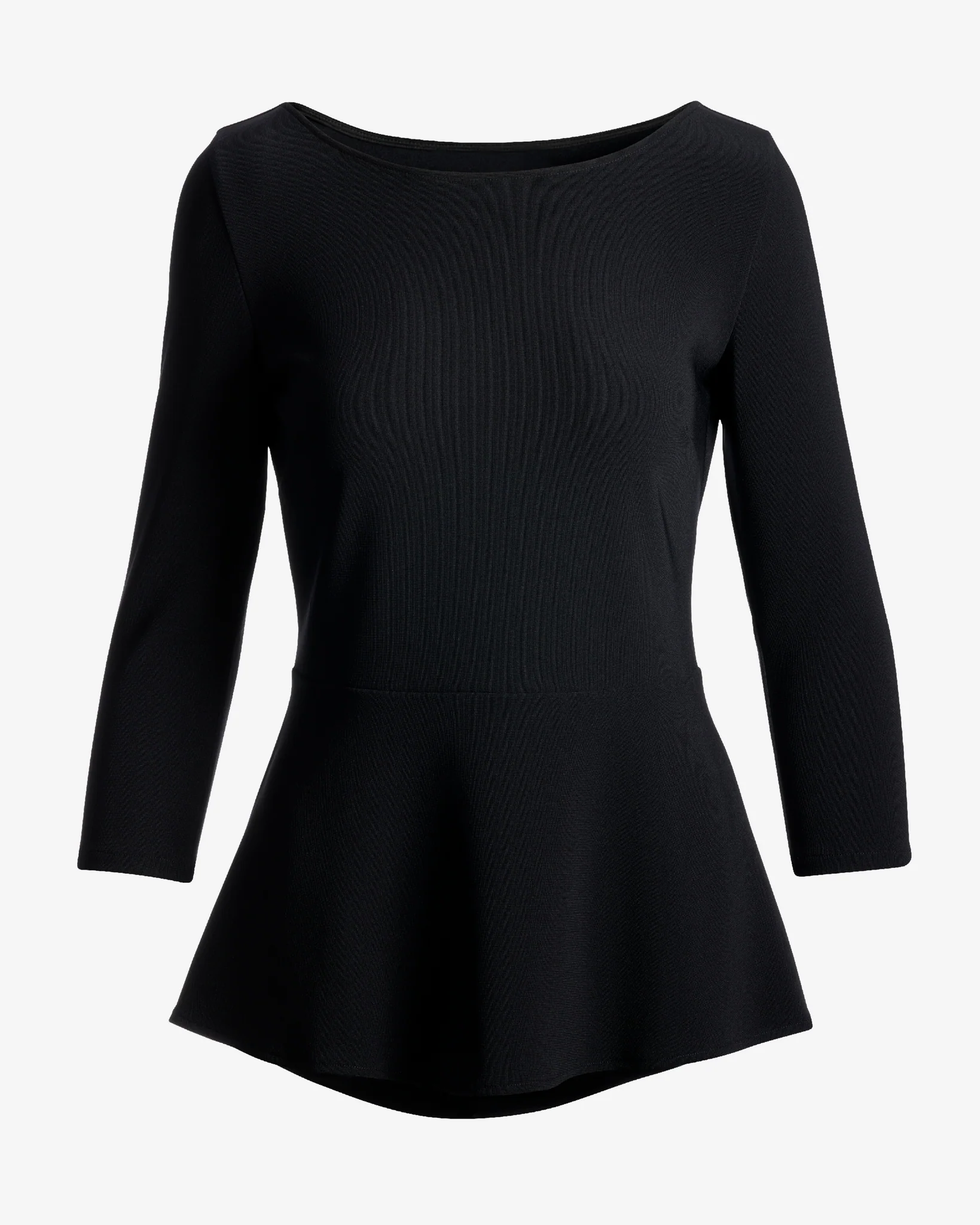 Beyond Travel Ballet Neck Peplum Top Jet Black - Futureuc